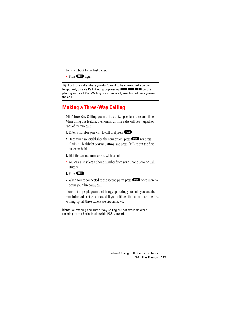 Making a three-way calling, See “making a three-way | Hitachi SINGLE-BAND PCS PHONE SH-P300 User Manual | Page 158 / 455