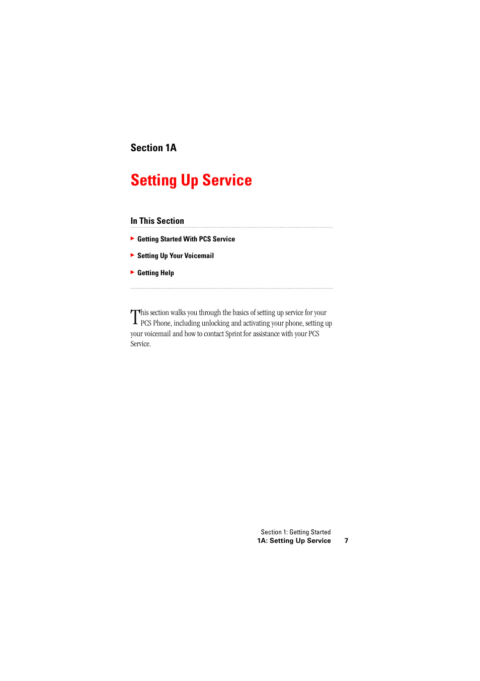 Setting up service, 1a. setting up service | Hitachi SINGLE-BAND PCS PHONE SH-P300 User Manual | Page 16 / 455