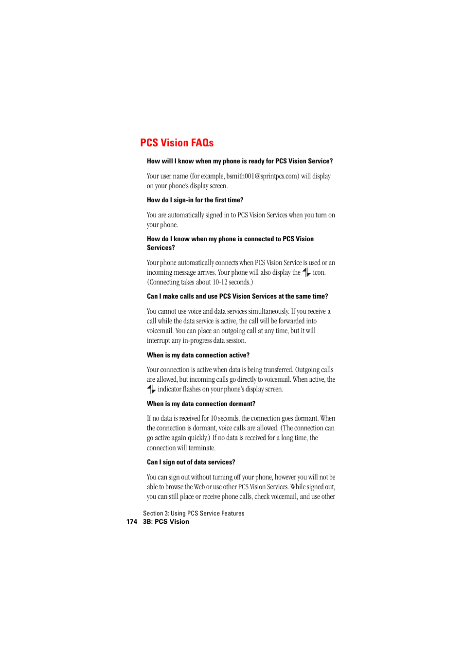 Pcs vision faqs | Hitachi SINGLE-BAND PCS PHONE SH-P300 User Manual | Page 183 / 455
