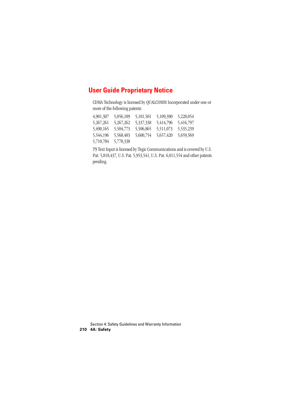 User guide proprietary notice | Hitachi SINGLE-BAND PCS PHONE SH-P300 User Manual | Page 219 / 455