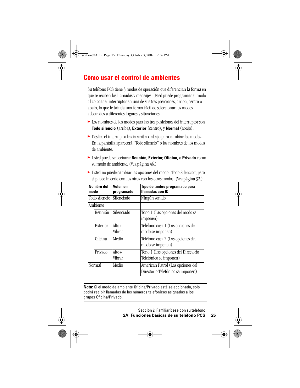 Cómo usar el control de ambientes | Hitachi SINGLE-BAND PCS PHONE SH-P300 User Manual | Page 260 / 455