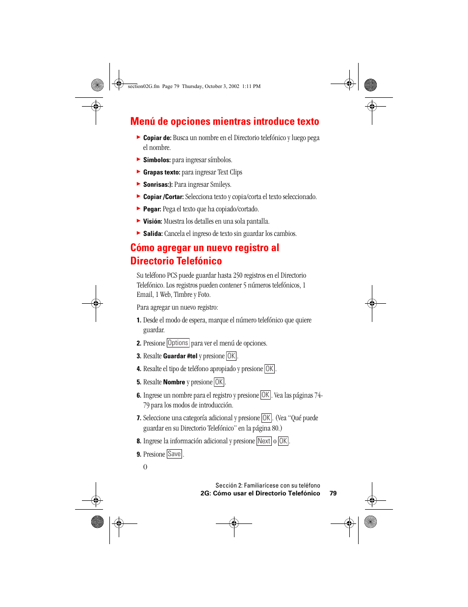 Menú de opciones mientras introduce texto | Hitachi SINGLE-BAND PCS PHONE SH-P300 User Manual | Page 314 / 455