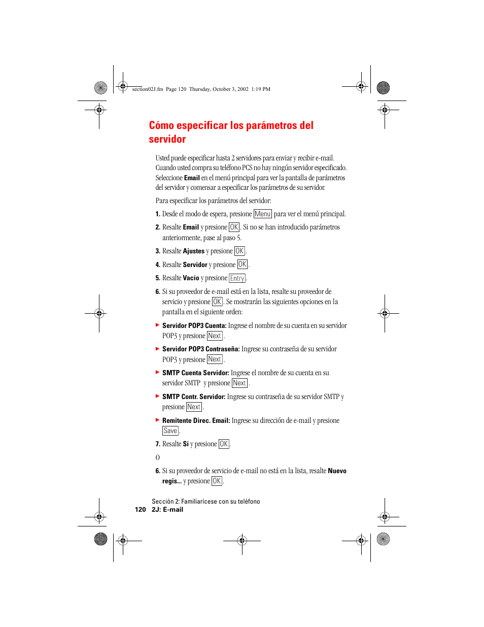 Cómo especificar los parámetros del servidor | Hitachi SINGLE-BAND PCS PHONE SH-P300 User Manual | Page 355 / 455