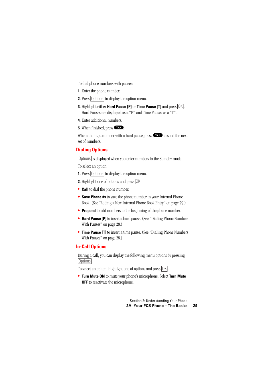 Dialing options in-call options | Hitachi SINGLE-BAND PCS PHONE SH-P300 User Manual | Page 38 / 455