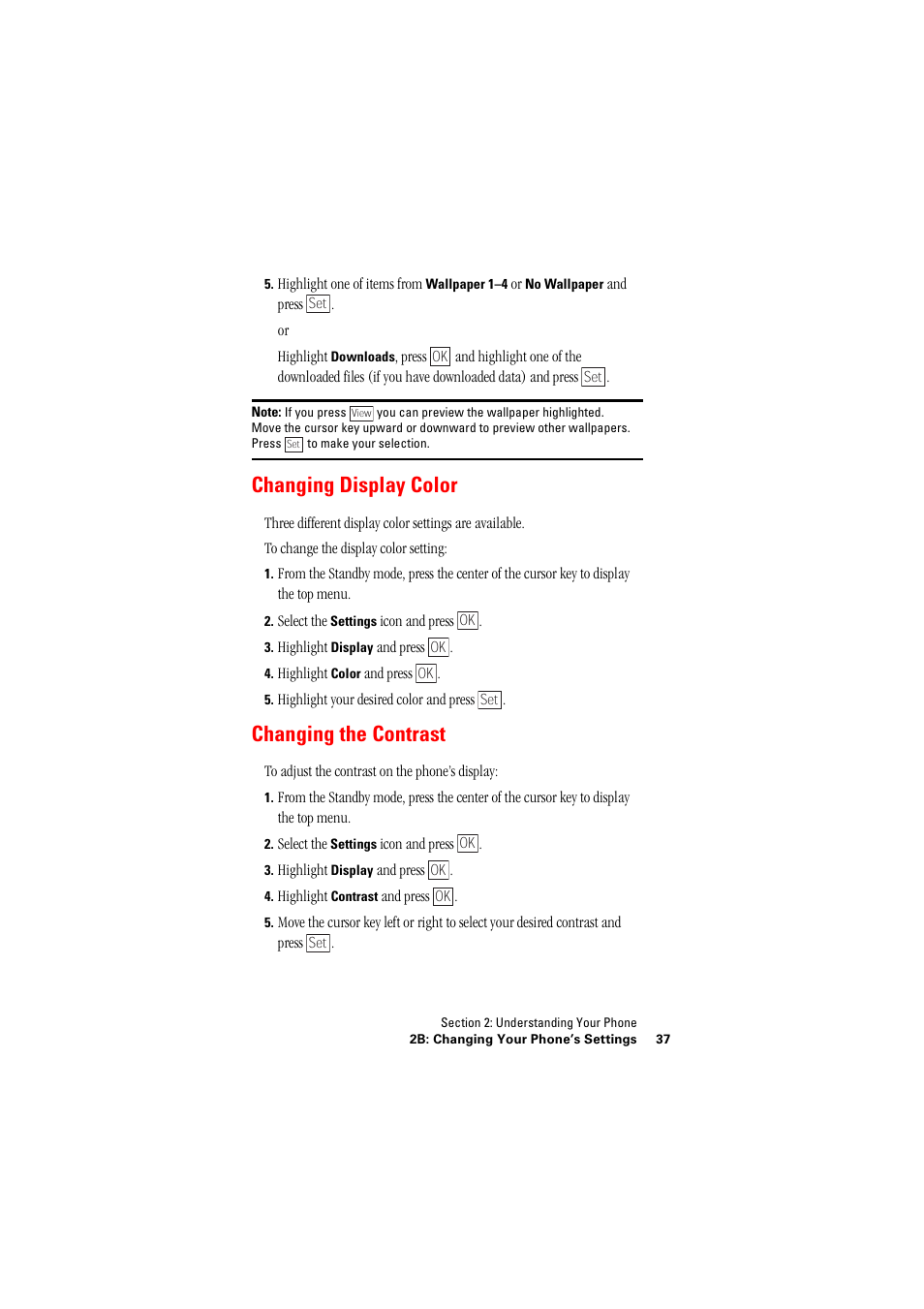 Changing display color, Changing the contrast, Changing display color changing the contrast | Hitachi SINGLE-BAND PCS PHONE SH-P300 User Manual | Page 46 / 455