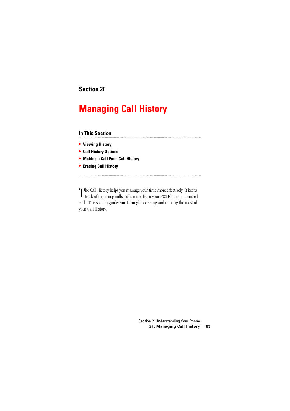 Managing call history, 2f. managing call history | Hitachi SINGLE-BAND PCS PHONE SH-P300 User Manual | Page 78 / 455