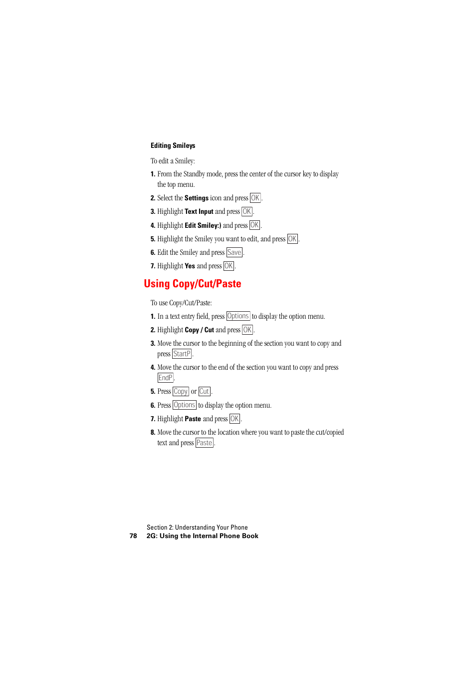 Using copy/cut/paste | Hitachi SINGLE-BAND PCS PHONE SH-P300 User Manual | Page 87 / 455