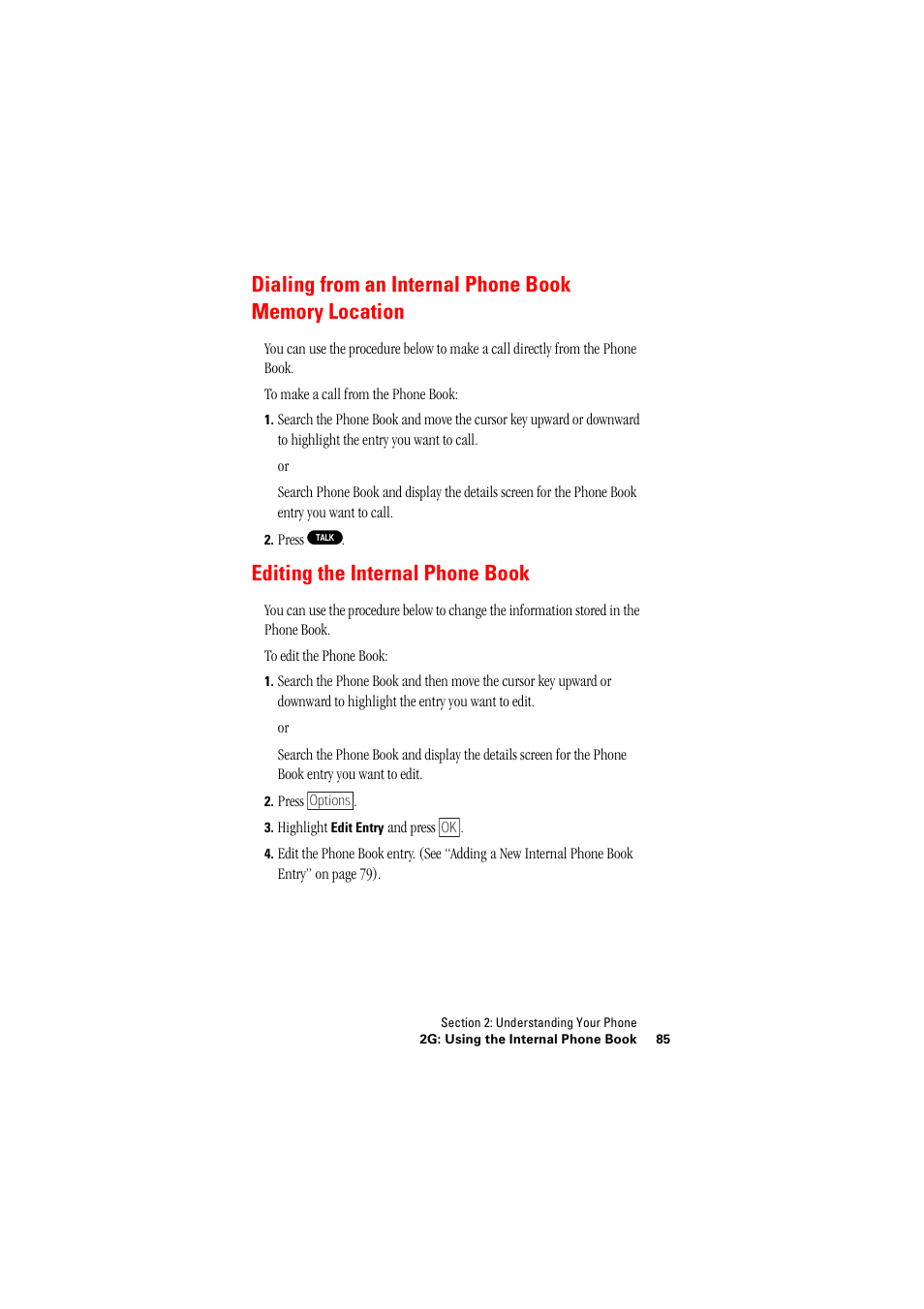 Editing the internal phone book, Ee “editing the internal phone book” on | Hitachi SINGLE-BAND PCS PHONE SH-P300 User Manual | Page 94 / 455