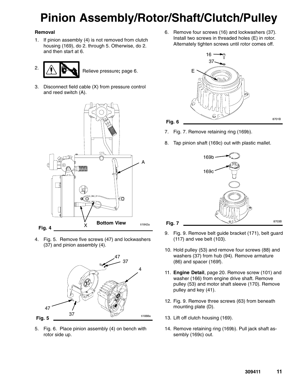 Pinion assembly/rotor/shaft/clutch/pulley | Hitachi GMAX 309411E User Manual | Page 11 / 26