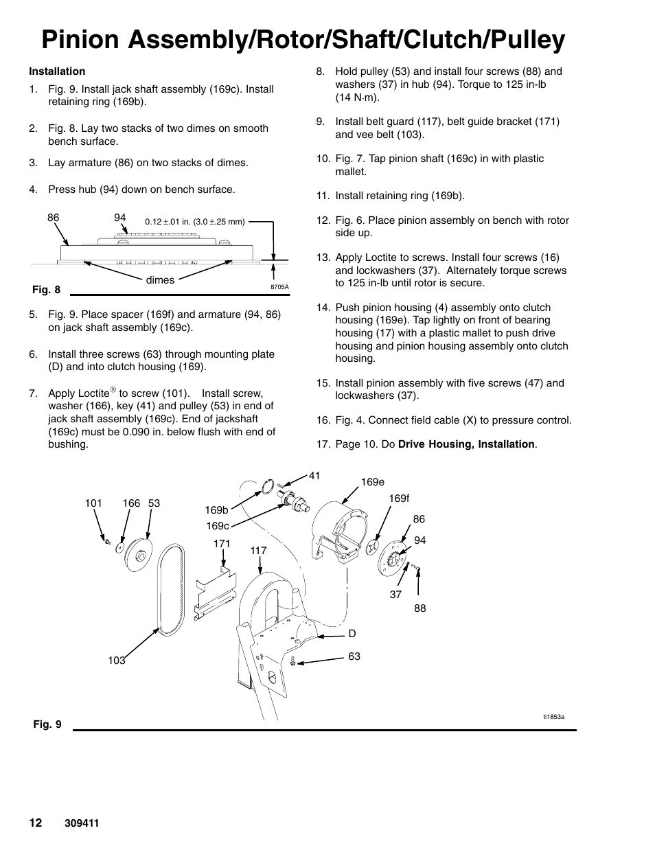 Pinion assembly/rotor/shaft/clutch/pulley | Hitachi GMAX 309411E User Manual | Page 12 / 26