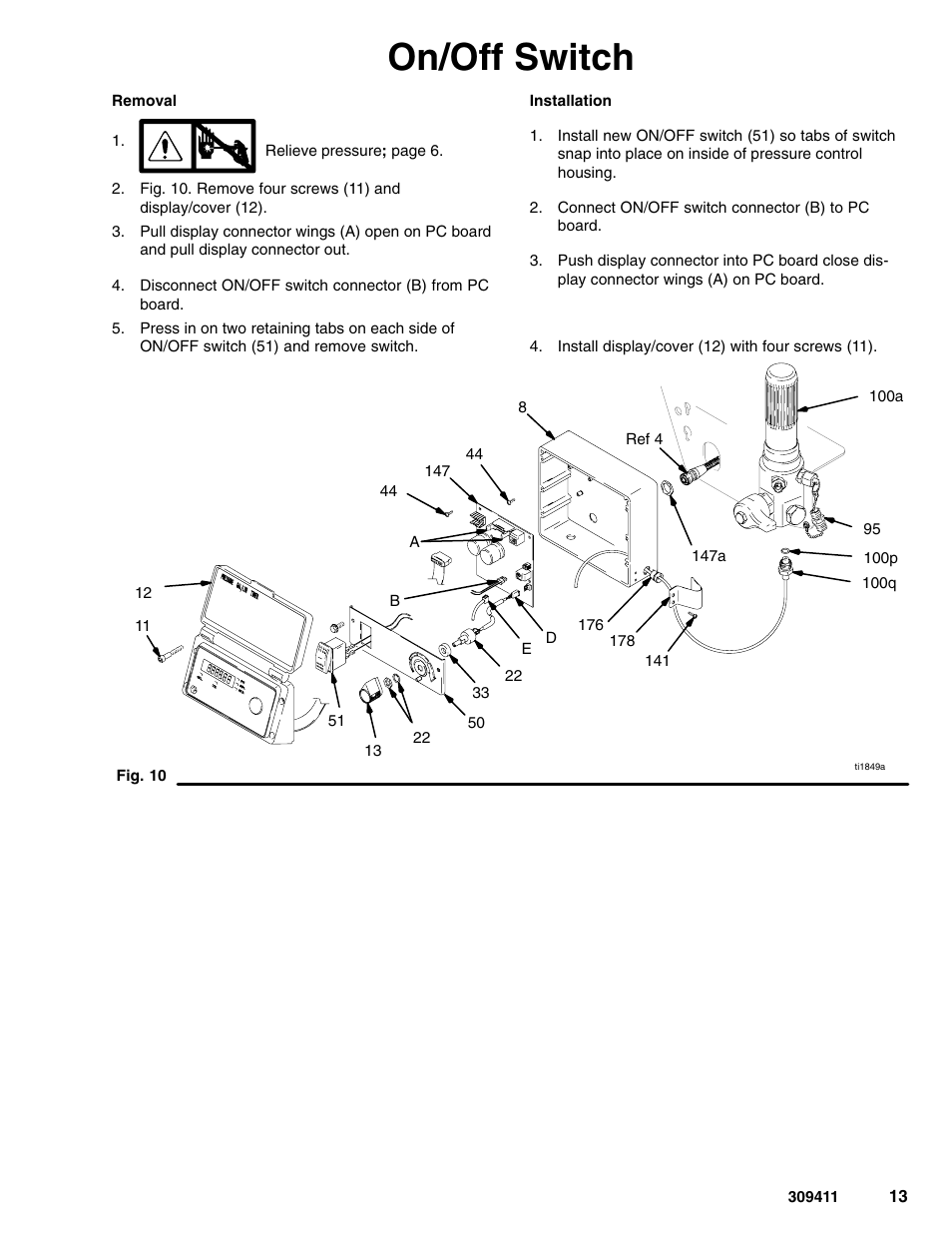 On/off switch | Hitachi GMAX 309411E User Manual | Page 13 / 26