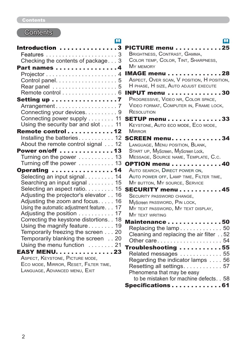 Hitachi CP-RX79 User Manual | Page 11 / 95