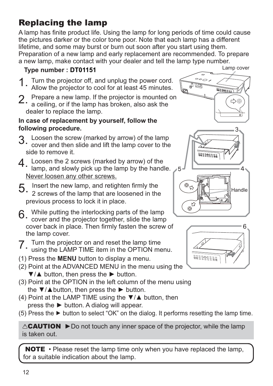 Replacing the lamp | Hitachi CP-RX79 User Manual | Page 84 / 95