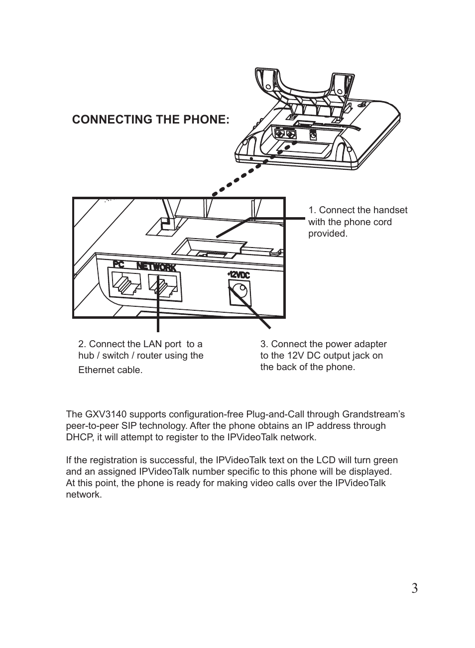 Connecting the phone | Hitachi GXV3140 User Manual | Page 4 / 22