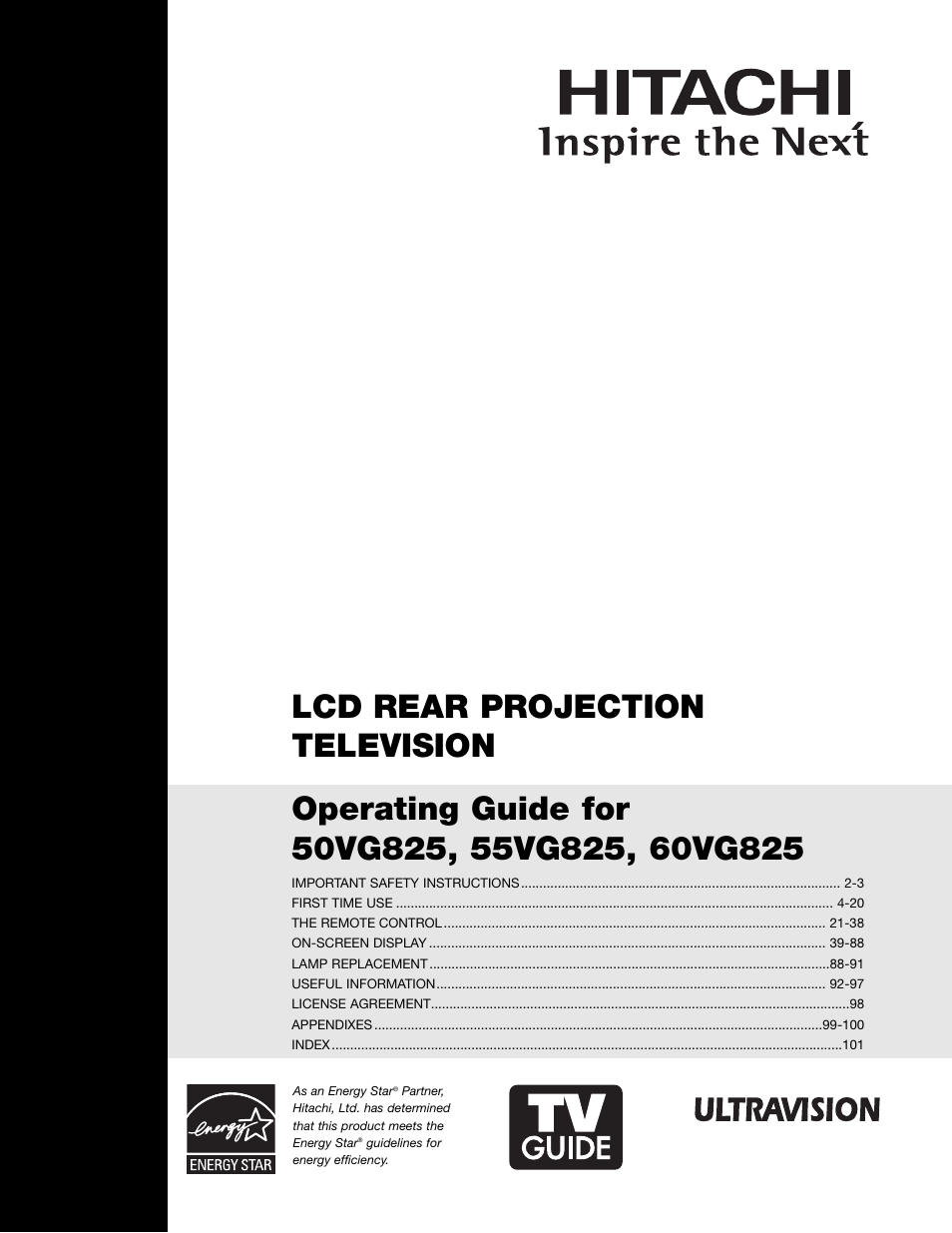 Hitachi 50VG825 User Manual | 104 pages