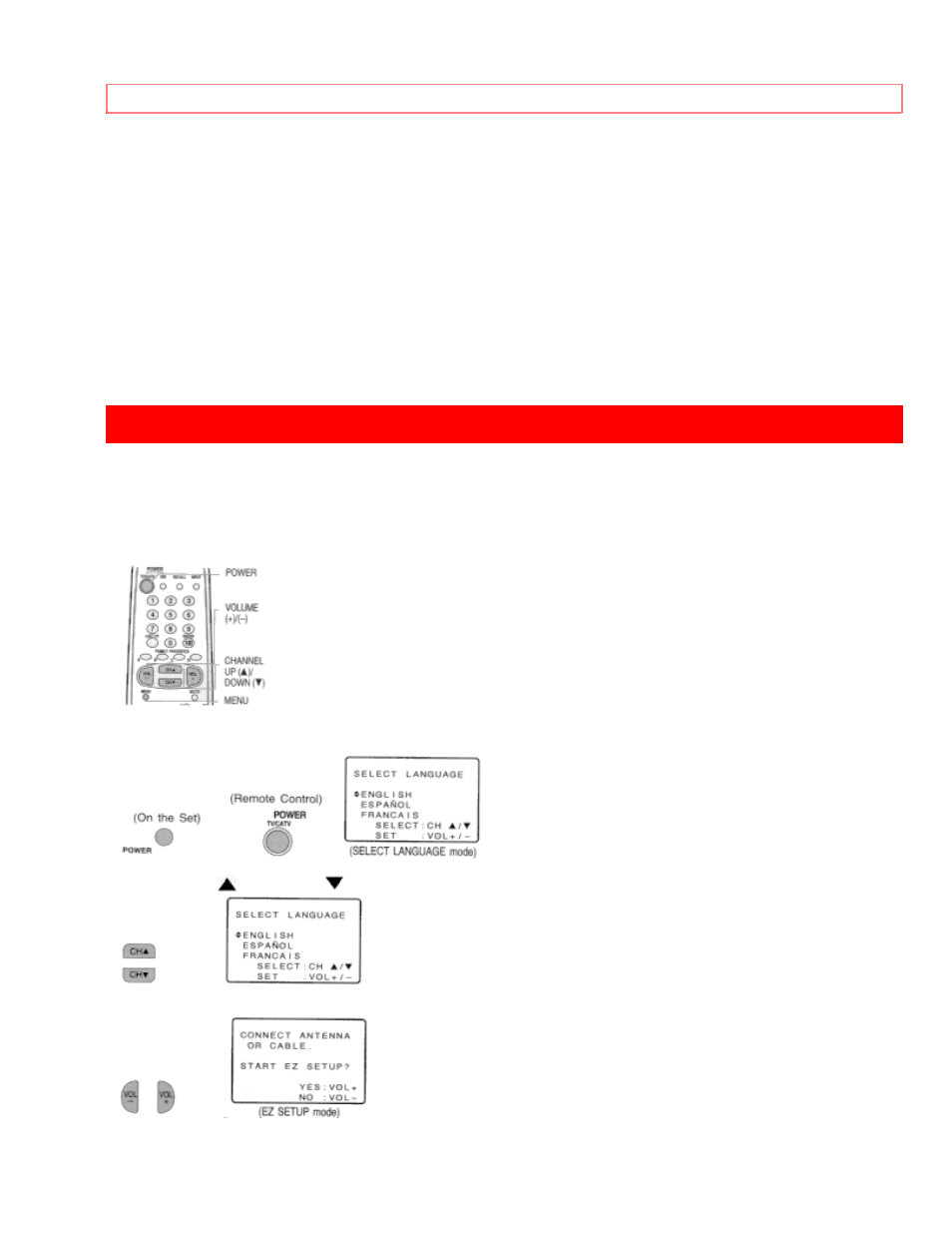 Ez setup during first power on | Hitachi 27CX01B User Manual | Page 11 / 44