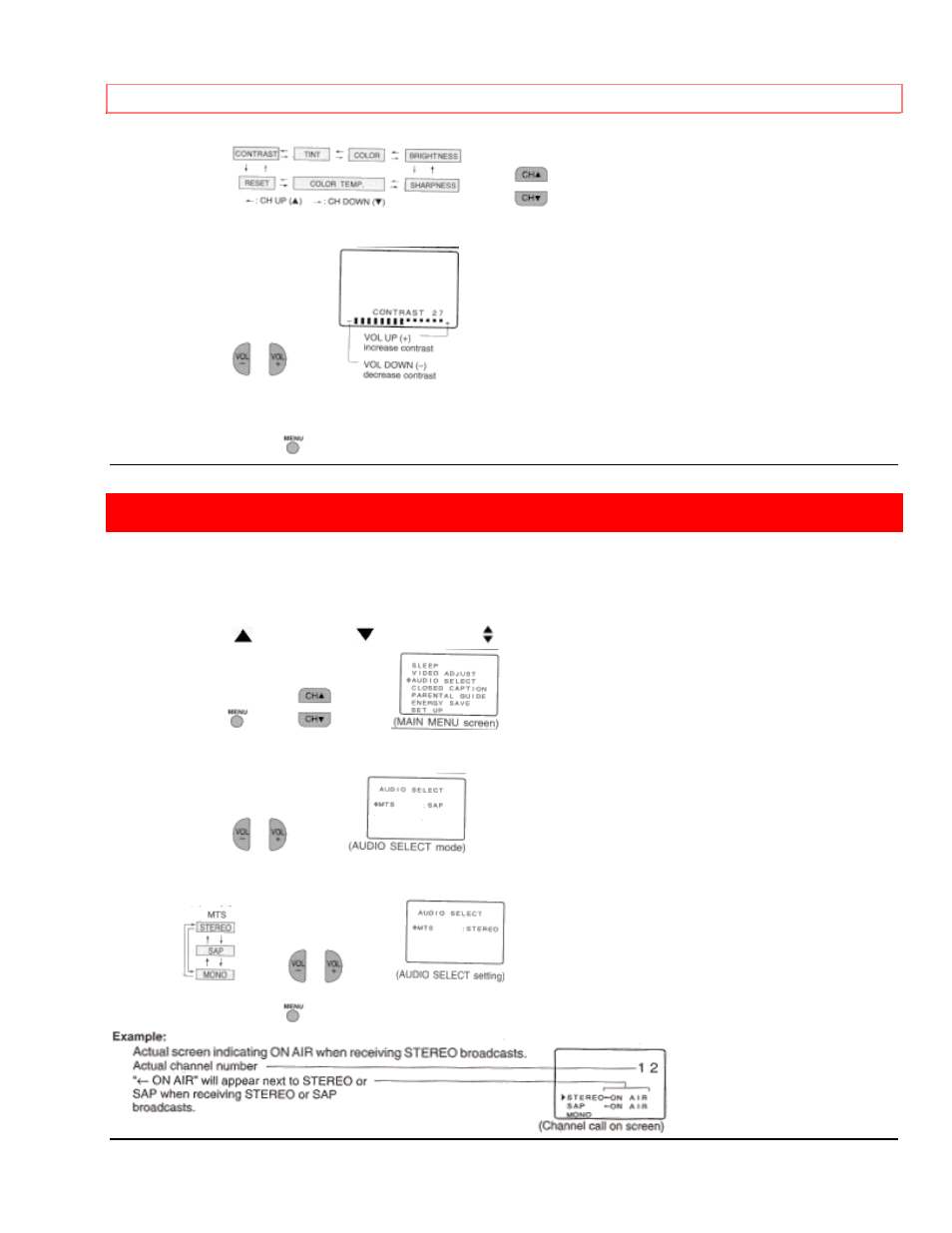 Audio select | Hitachi 27CX01B User Manual | Page 15 / 44