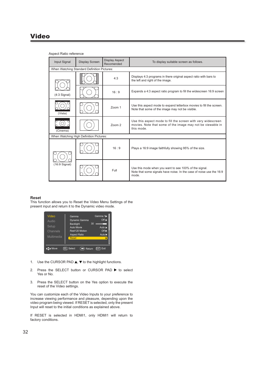 Video | Hitachi L46S603  EU User Manual | Page 32 / 60