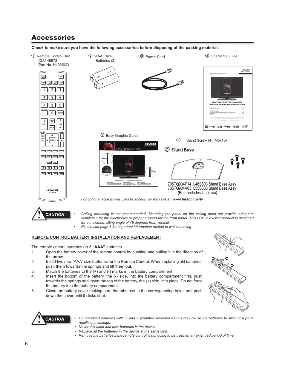 Accessories | Hitachi L46S603  EU User Manual | Page 6 / 60