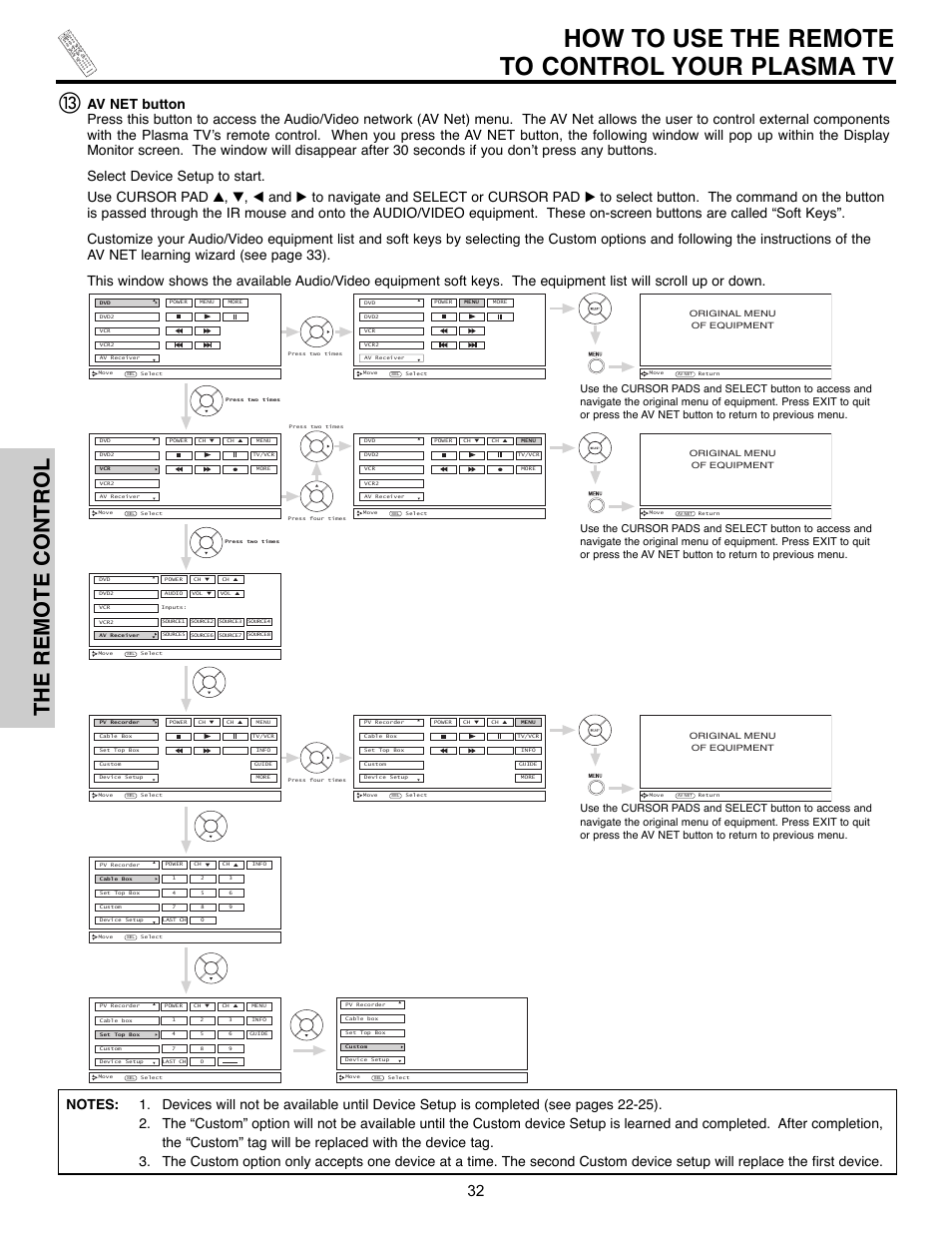 How to use the remote to control your plasma tv, The remote control, Gu id e a/ v net | Hitachi 55HDX61A User Manual | Page 32 / 104