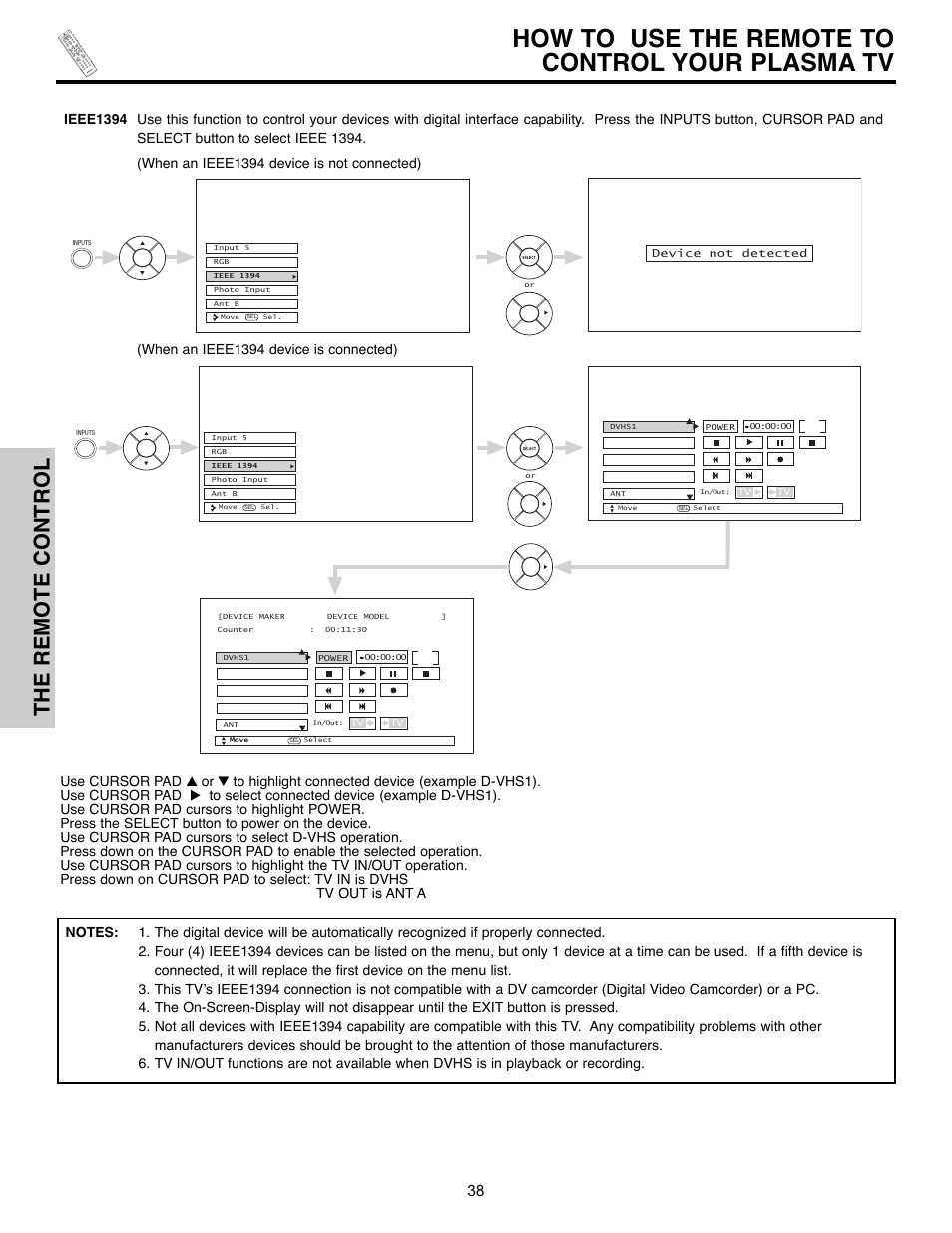 How to use the remote to control your plasma tv, The remote control, Gu id e a/ v net | Hitachi 55HDX61A User Manual | Page 38 / 104