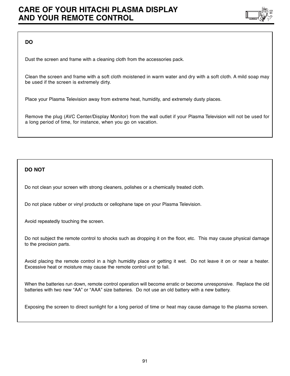 Hitachi 55HDX61A User Manual | Page 91 / 104