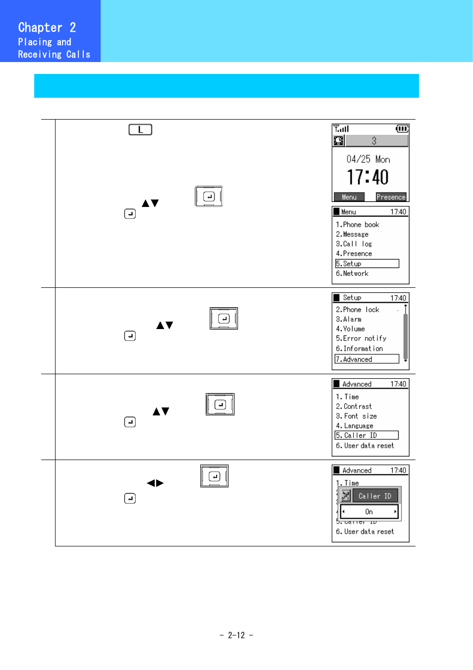Various operation methods, Chapter 2, Caller id | Hitachi 3000 User Manual | Page 32 / 132