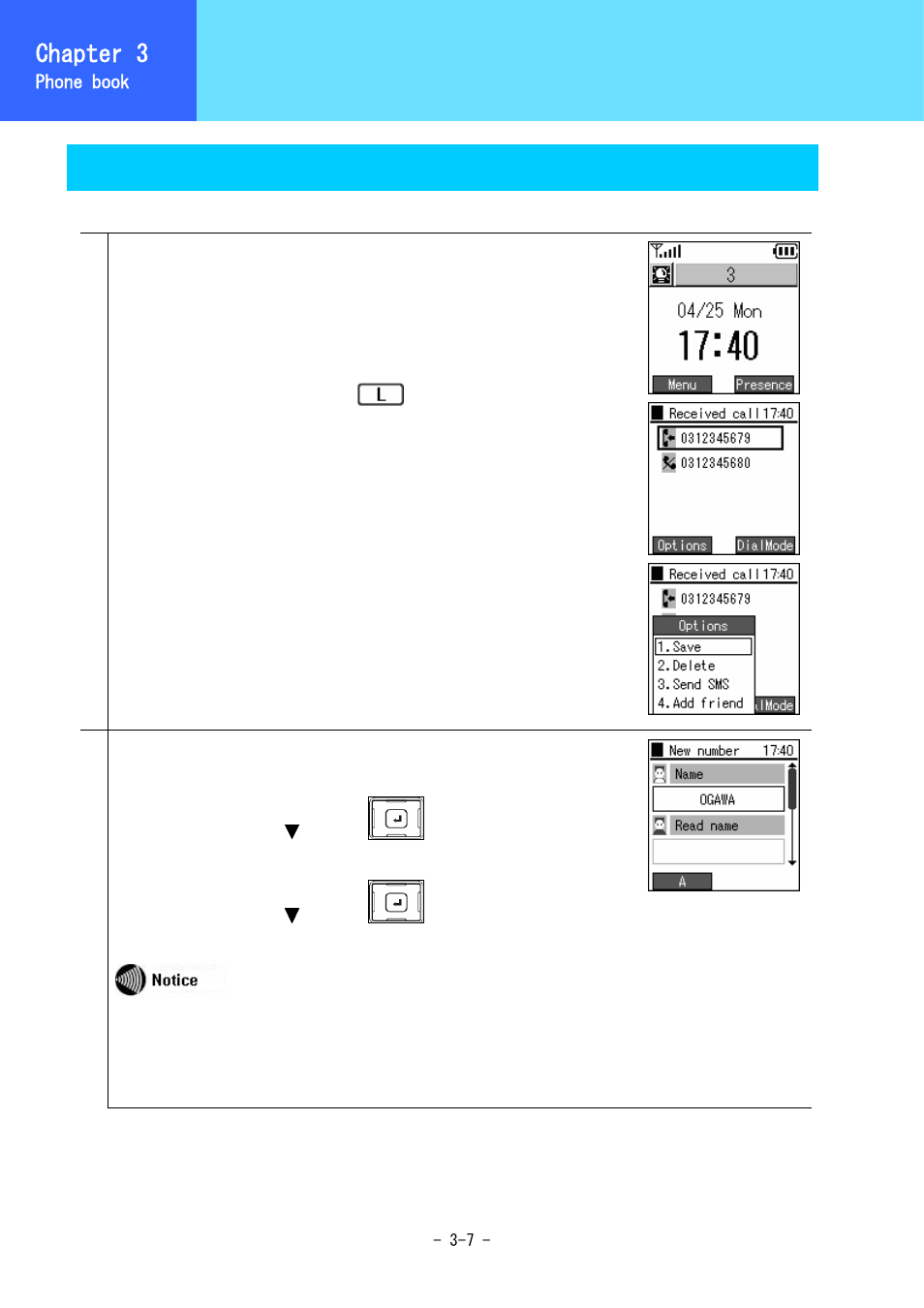 Phone book registration, Chapter 3, Registration from a call log | Hitachi 3000 User Manual | Page 45 / 132