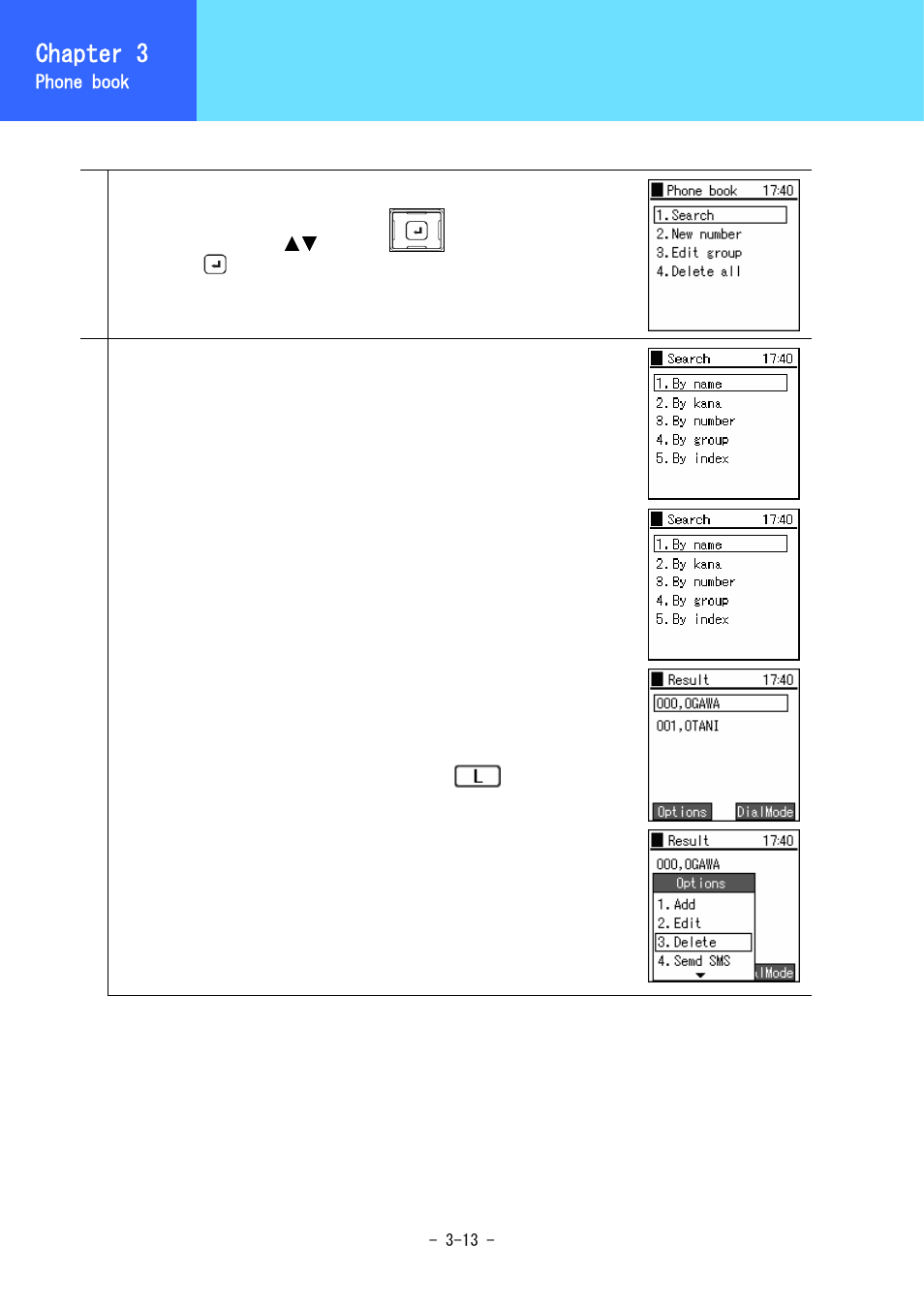 Deleting one item from phone book, Chapter 3 | Hitachi 3000 User Manual | Page 51 / 132