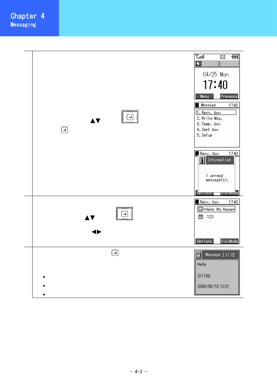 Inbox, Chapter 3, Chapter 4 | Hitachi 3000 User Manual | Page 56 / 132