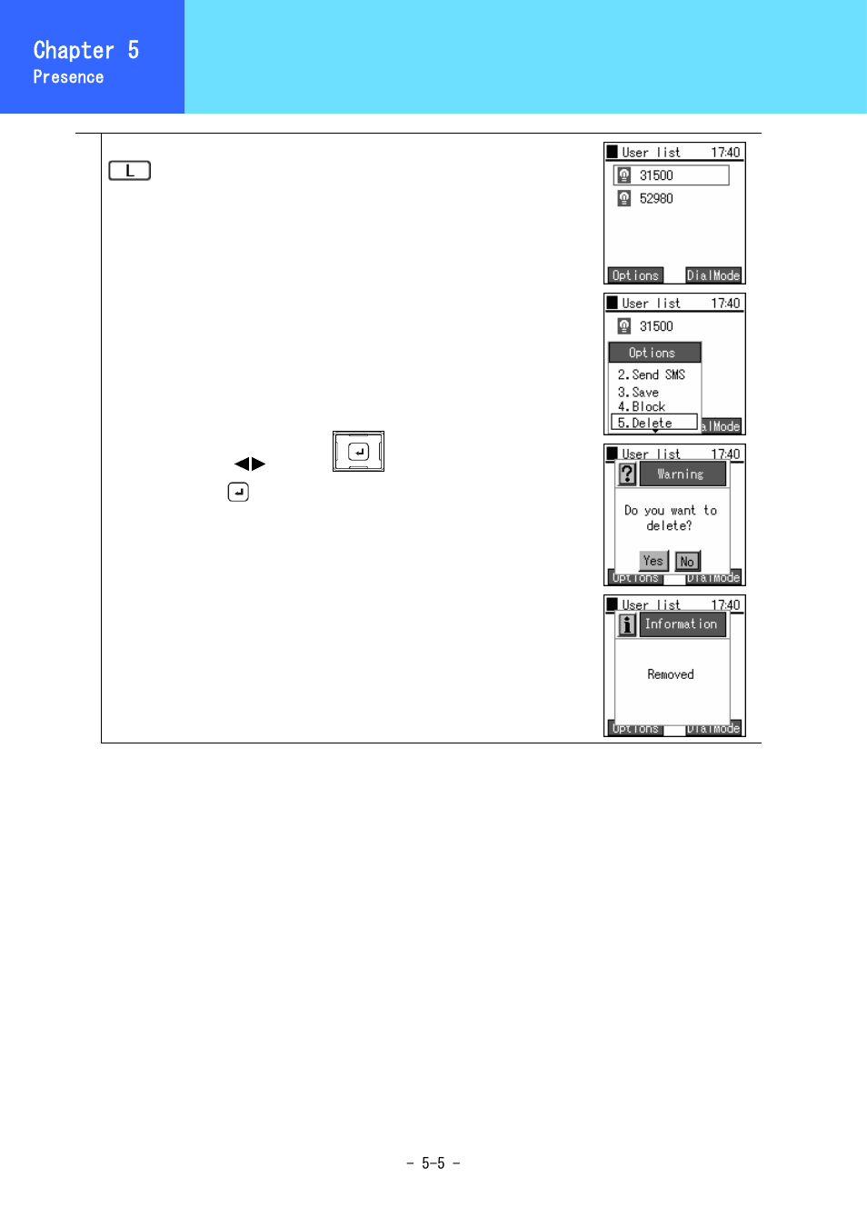 User list, Chapter 3, Chapter 5 | Hitachi 3000 User Manual | Page 72 / 132