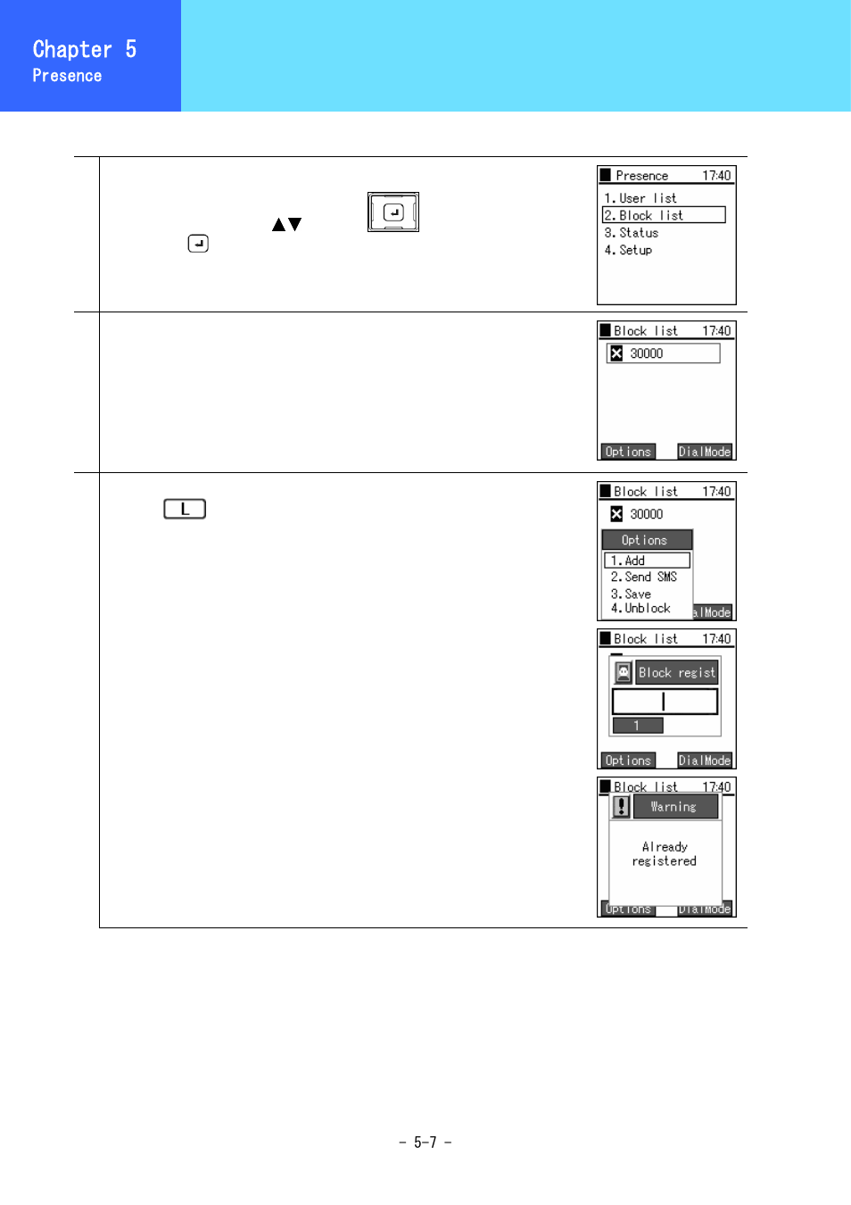 Block list, Chapter 3, Chapter 5 | Hitachi 3000 User Manual | Page 74 / 132