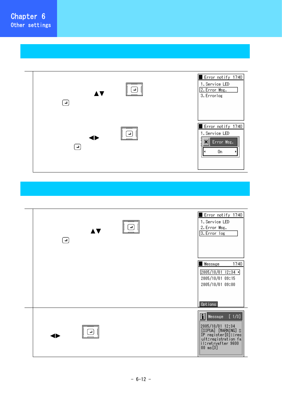 Error notification, Chapter 6, Error message | Error log | Hitachi 3000 User Manual | Page 91 / 132