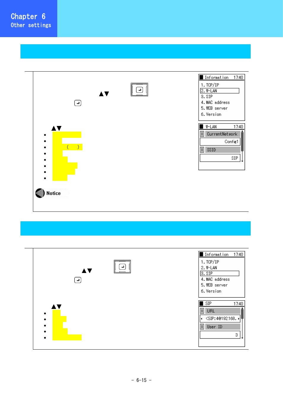Information display, Chapter 6, Wireless networking | Hitachi 3000 User Manual | Page 94 / 132