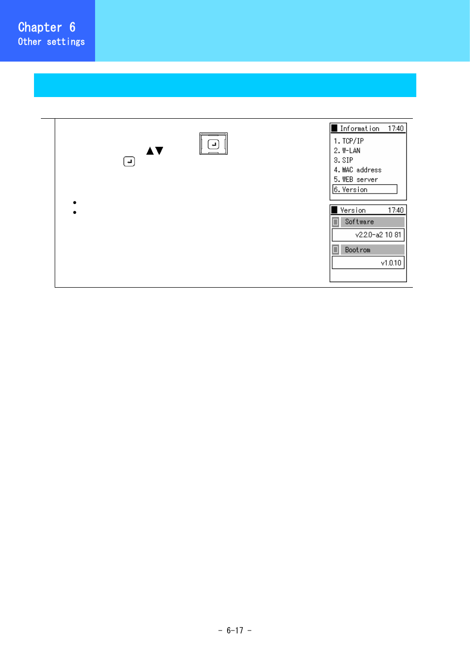 Information display, Chapter 6, Version | Hitachi 3000 User Manual | Page 96 / 132