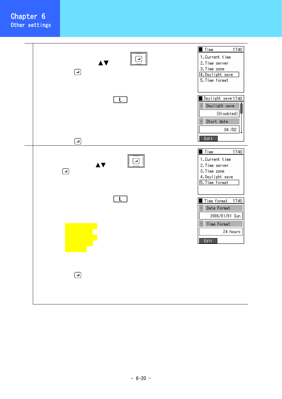 Equipment settings, Chapter 6 | Hitachi 3000 User Manual | Page 99 / 132