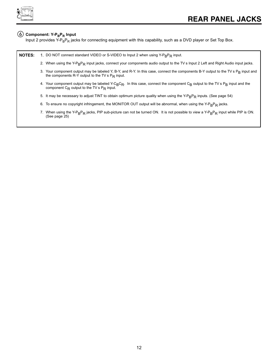 Rear panel jacks | Hitachi 32UDX10S User Manual | Page 12 / 68