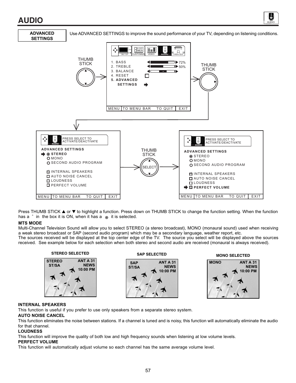 Audio | Hitachi 32UDX10S User Manual | Page 57 / 68