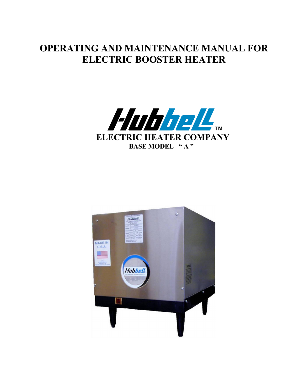 Hubbell Electric Heater Company A User Manual | 27 pages