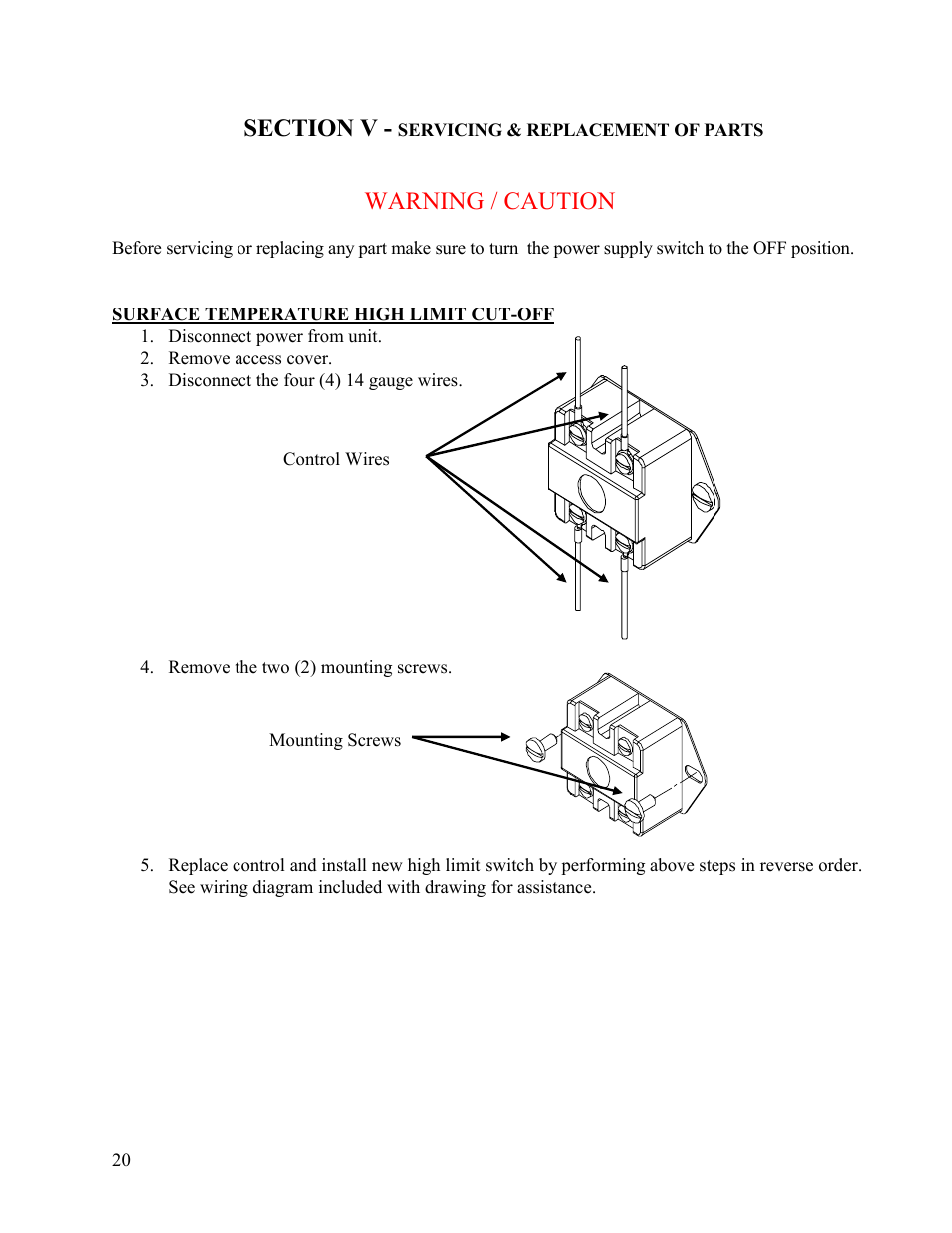 Warning / caution | Hubbell Electric Heater Company A User Manual | Page 20 / 27
