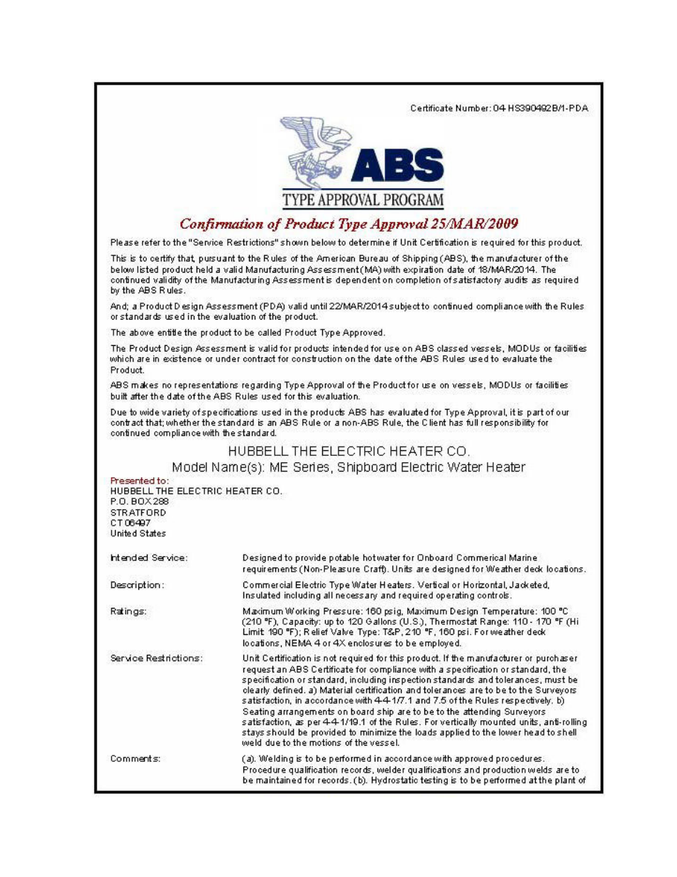 Hubbell Electric Heater Company ME User Manual | Page 27 / 28