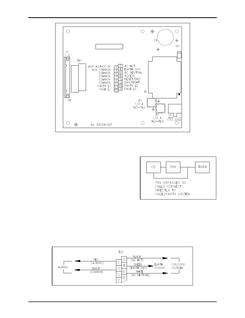 Figure 2. termination area, Telephone line connections, Power | Hubbell Electric Heater Company TI984 User Manual | Page 5 / 16