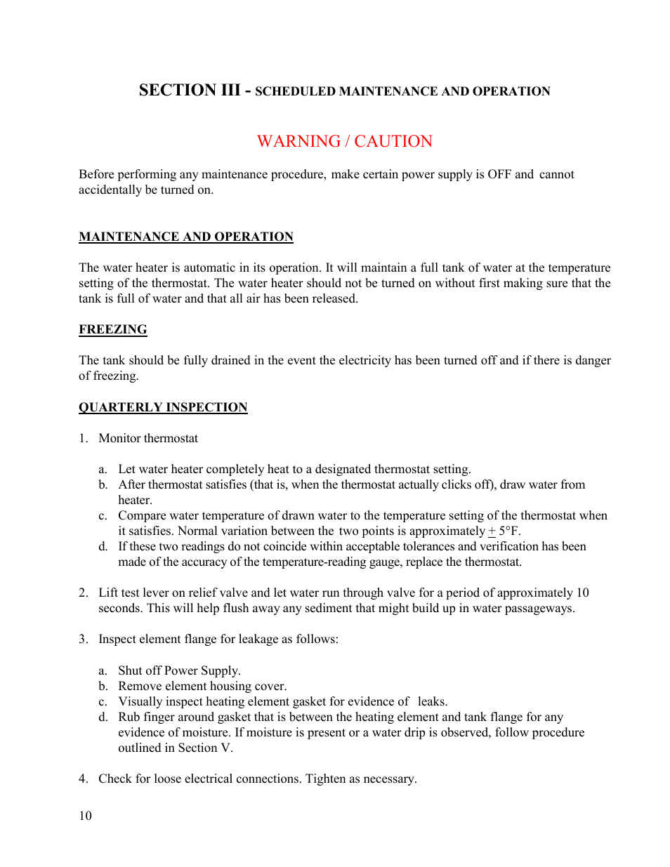 Warning / caution | Hubbell Electric Heater Company E User Manual | Page 10 / 23