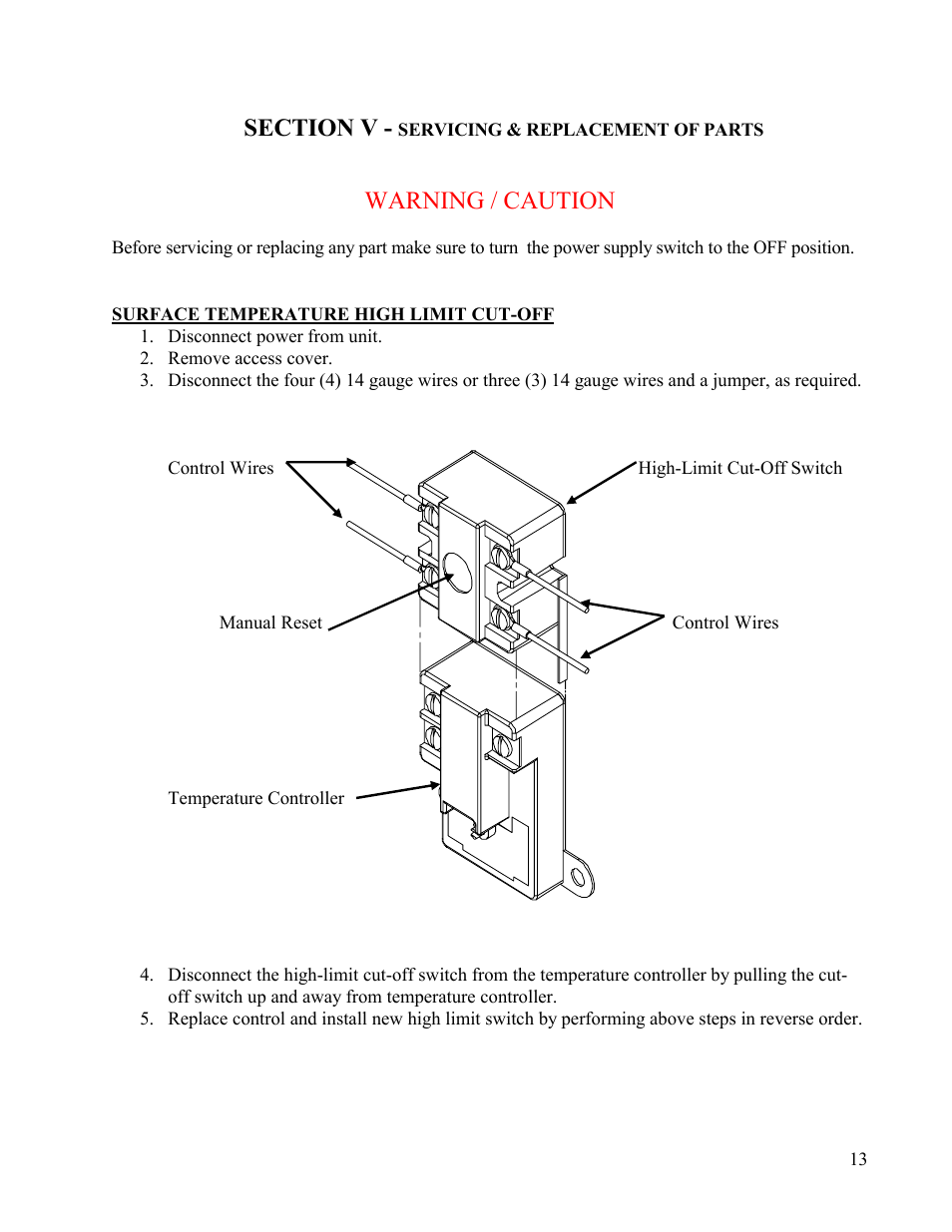 Warning / caution | Hubbell Electric Heater Company E User Manual | Page 13 / 23