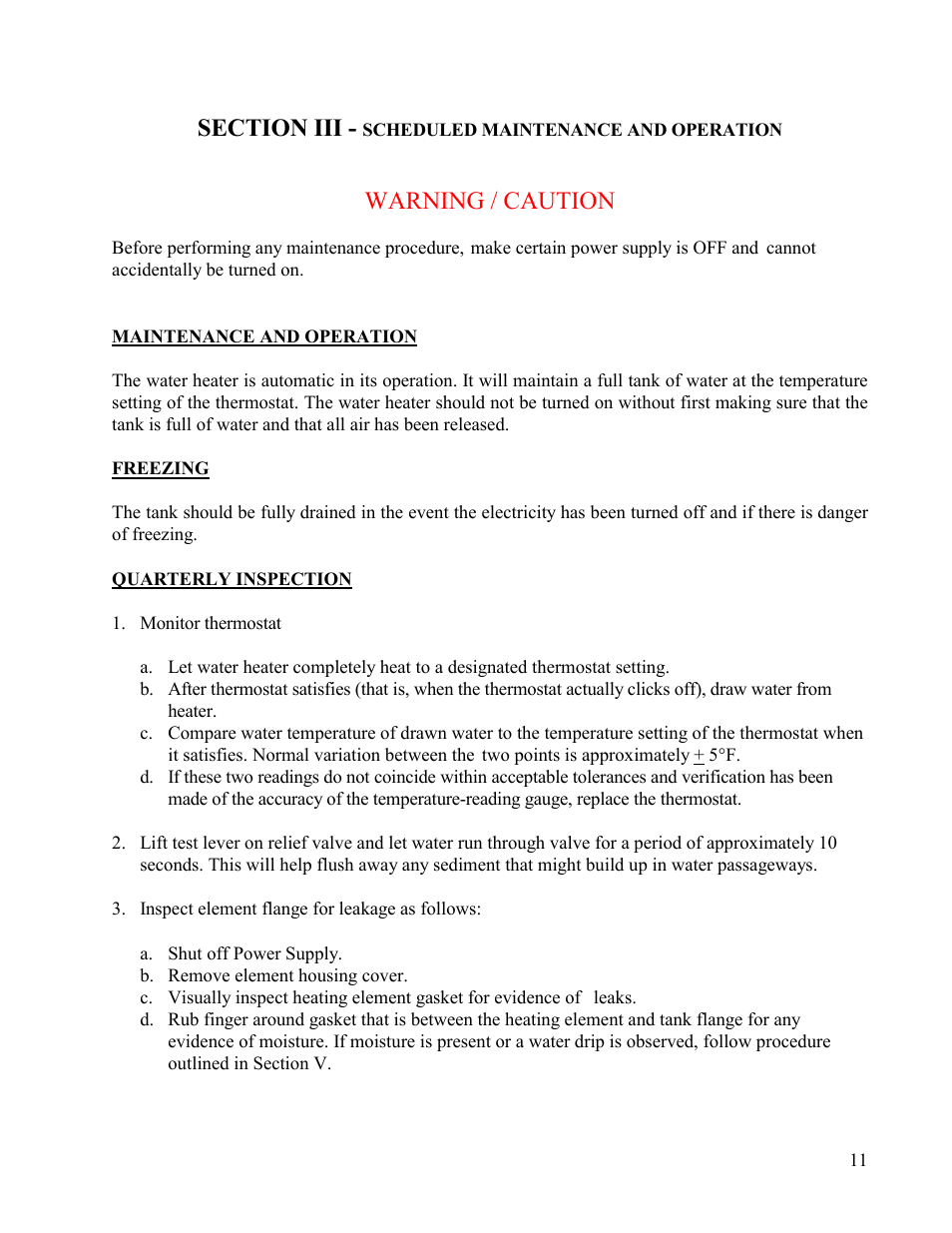 Warning / caution | Hubbell Electric Heater Company HSE User Manual | Page 11 / 22