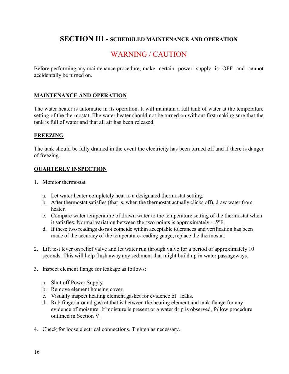 Warning / caution | Hubbell Electric Heater Company V20 User Manual | Page 16 / 27
