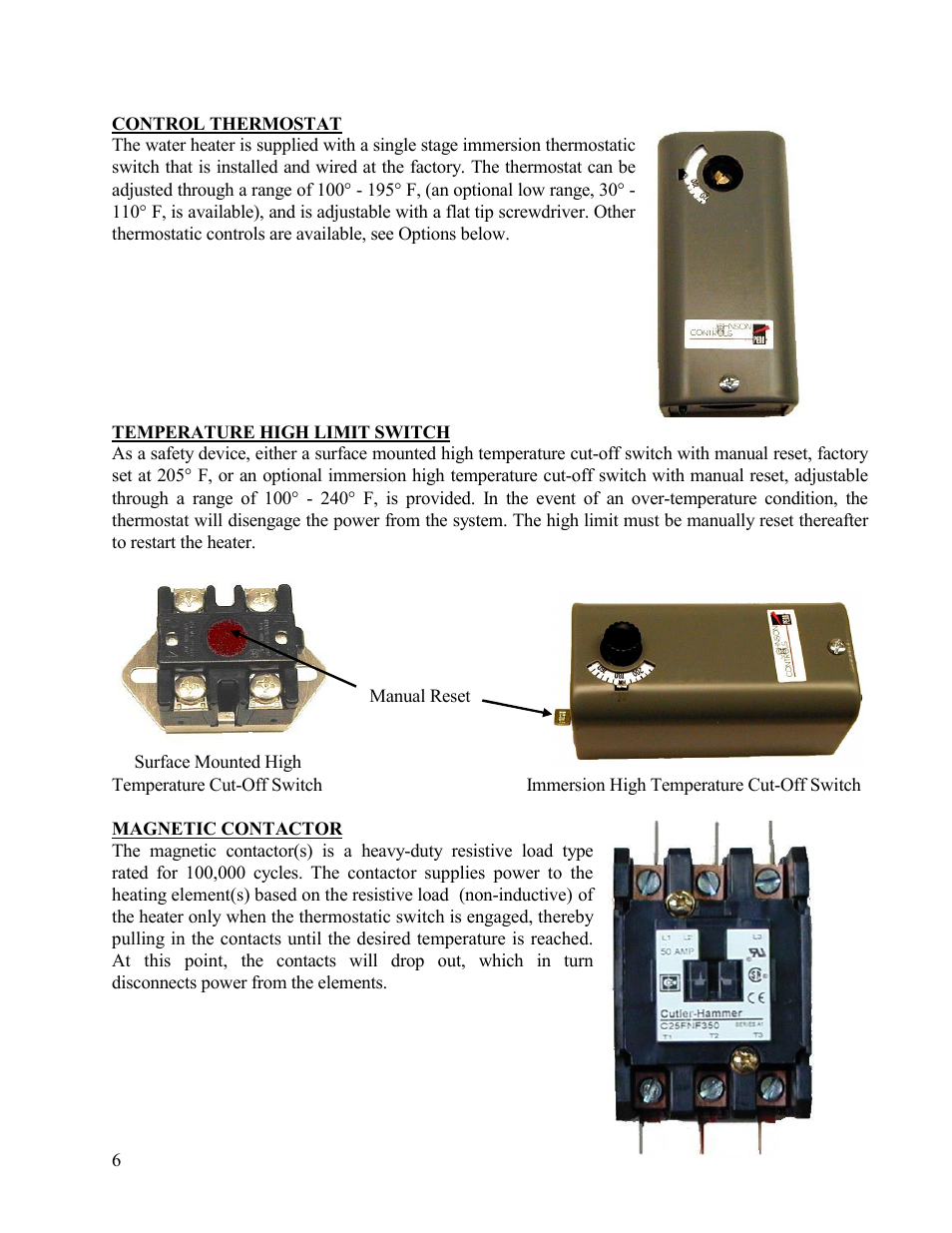 Magnetic contactor | Hubbell Electric Heater Company V20 User Manual | Page 6 / 27