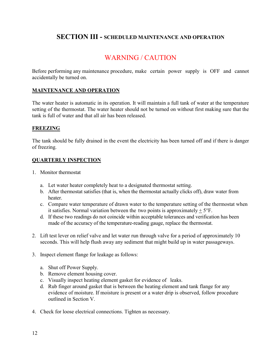 Warning / caution | Hubbell Electric Heater Company D User Manual | Page 12 / 24