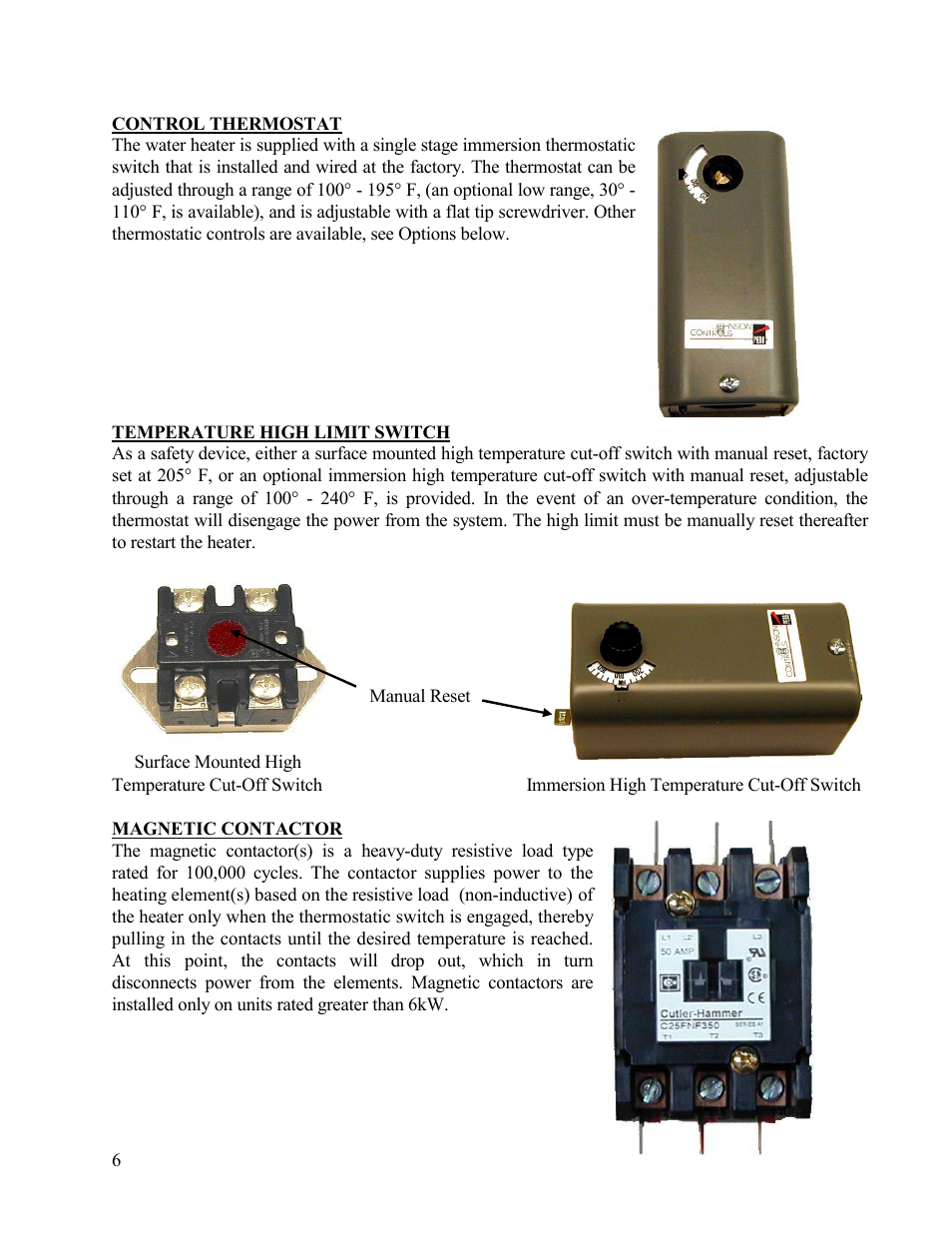 Magnetic contactor | Hubbell Electric Heater Company D User Manual | Page 6 / 24