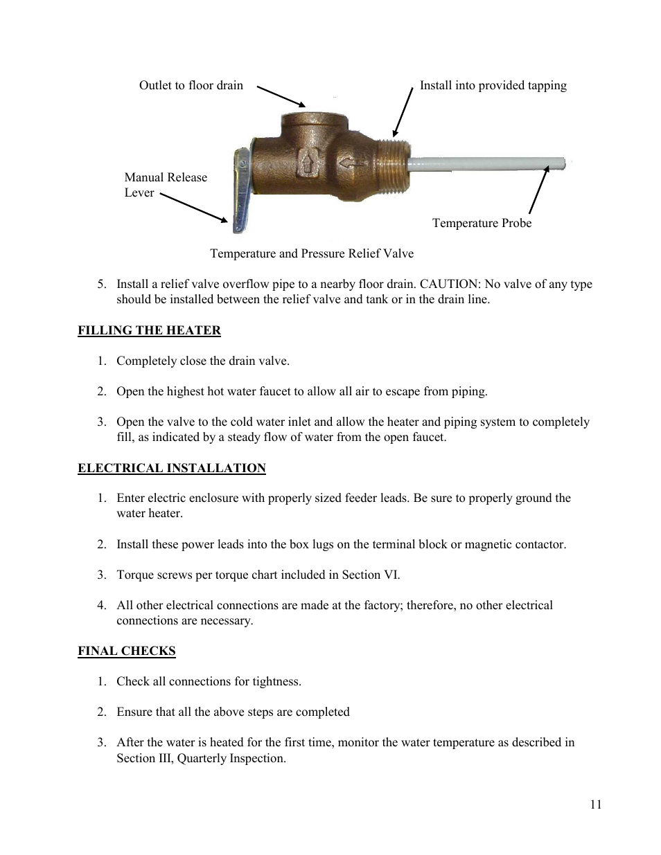 Final checks | Hubbell Electric Heater Company " SE " User Manual | Page 11 / 25